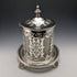 Late Victorian British Antique Silver Plated Biscuit Barrel with Glass Inner